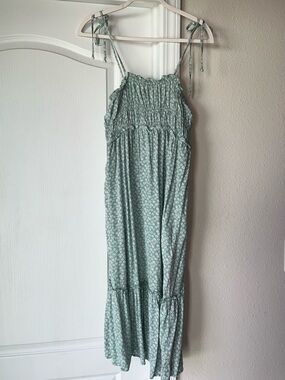 Sage Green Floral Tie-Strap Maxi Dress